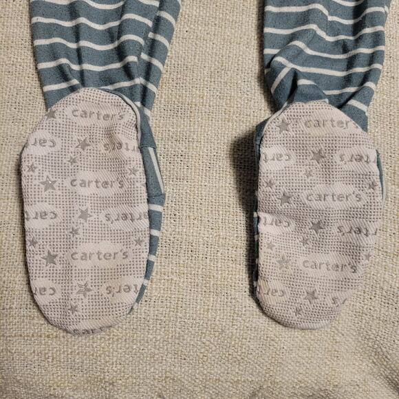 Carter's Zip Up Footled Pjs Pajamas Size 24M Stripes and Dump Truck - Picture 5 of 6